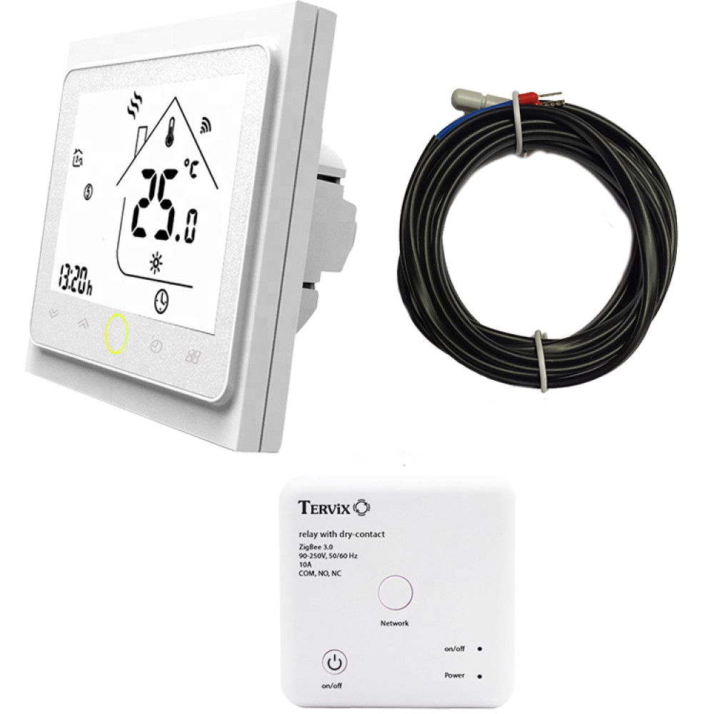 Комплект бездротового управління опаленням ZigBee: термостат вбудов. +  реле (сухий контакт)